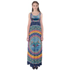 Traditional Pakistani Art Empire Waist Maxi Dress by BangZart