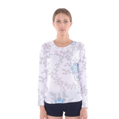 Traditional Art Batik Flower Pattern Women s Long Sleeve Tee