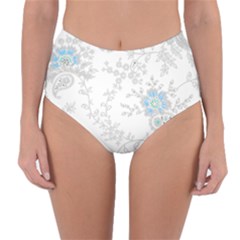 Traditional Art Batik Flower Pattern Reversible High-waist Bikini Bottoms by BangZart