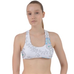 Traditional Art Batik Flower Pattern Criss Cross Racerback Sports Bra