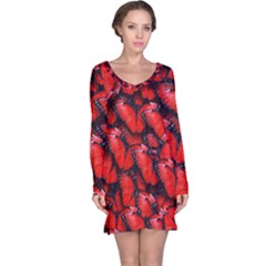 The Red Butterflies Sticking Together In The Nature Long Sleeve Nightdress by BangZart