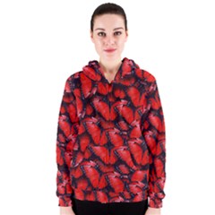 The Red Butterflies Sticking Together In The Nature Women s Zipper Hoodie by BangZart