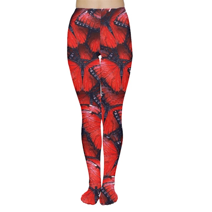 The Red Butterflies Sticking Together In The Nature Women s Tights