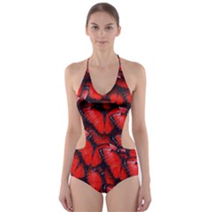 The Red Butterflies Sticking Together In The Nature Cut-out One Piece Swimsuit by BangZart