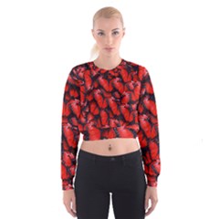 The Red Butterflies Sticking Together In The Nature Cropped Sweatshirt by BangZart