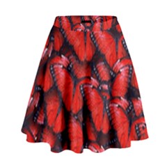 The Red Butterflies Sticking Together In The Nature High Waist Skirt by BangZart