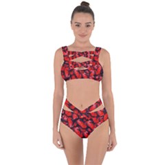 The Red Butterflies Sticking Together In The Nature Bandaged Up Bikini Set  by BangZart