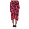 The Red Butterflies Sticking Together In The Nature Velvet Midi Pencil Skirt View2