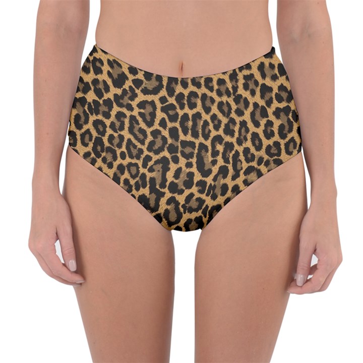 Tiger Skin Art Pattern Reversible High-Waist Bikini Bottoms