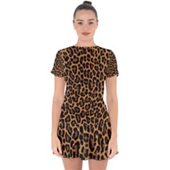 Tiger Skin Art Pattern Drop Hem Mini Chiffon Dress