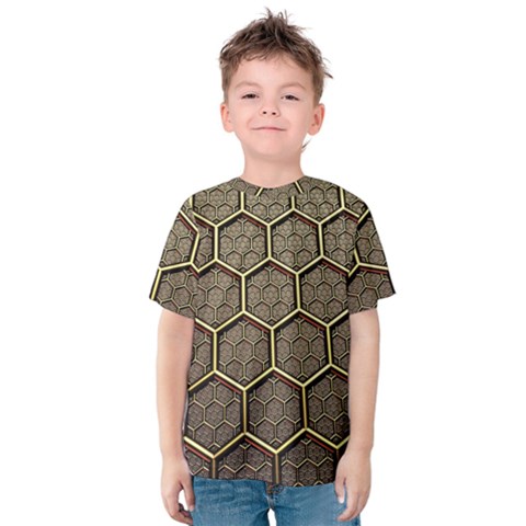 Texture Hexagon Pattern Kids  Cotton Tee by BangZart