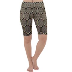 Texture Hexagon Pattern Cropped Leggings  by BangZart