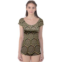 Texture Hexagon Pattern Boyleg Leotard  by BangZart