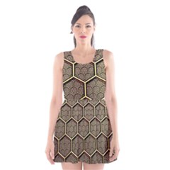 Texture Hexagon Pattern Scoop Neck Skater Dress by BangZart