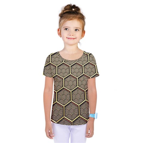 Texture Hexagon Pattern Kids  One Piece Tee by BangZart