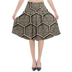 Texture Hexagon Pattern Flared Midi Skirt by BangZart