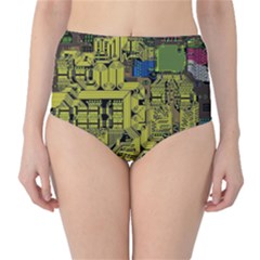 Technology Circuit Board High-waist Bikini Bottoms by BangZart