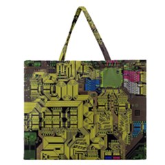 Technology Circuit Board Zipper Large Tote Bag by BangZart