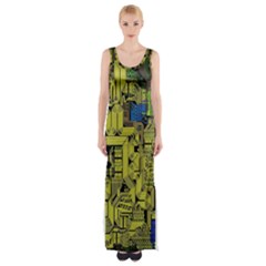 Technology Circuit Board Maxi Thigh Split Dress by BangZart