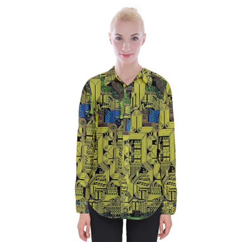 Technology Circuit Board Womens Long Sleeve Shirt by BangZart