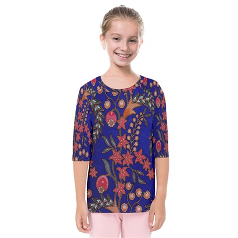 Texture Batik Fabric Kids  Quarter Sleeve Raglan Tee by BangZart