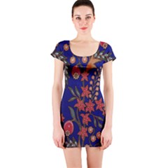 Texture Batik Fabric Short Sleeve Bodycon Dress by BangZart