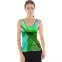 Sunlight Filtering Through Transparent Leaves Green Blue Tank Top by BangZart