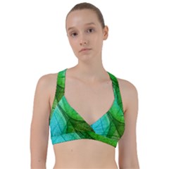 Sunlight Filtering Through Transparent Leaves Green Blue Sweetheart Sports Bra