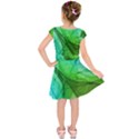 Sunlight Filtering Through Transparent Leaves Green Blue Kids  Short Sleeve Dress View2