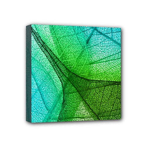 Sunlight Filtering Through Transparent Leaves Green Blue Mini Canvas 4  X 4  by BangZart