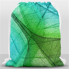 Sunlight Filtering Through Transparent Leaves Green Blue Drawstring Bag (large) by BangZart