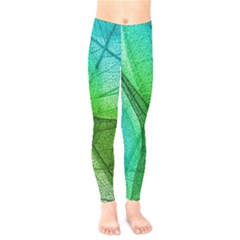 Sunlight Filtering Through Transparent Leaves Green Blue Kids  Legging