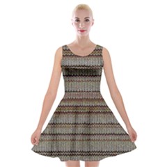 Stripy Knitted Wool Fabric Texture Velvet Skater Dress by BangZart