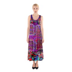 Technology Circuit Board Layout Pattern Sleeveless Maxi Dress by BangZart