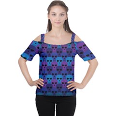 Skull Pattern Wallpaper Cutout Shoulder Tee