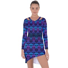 Skull Pattern Wallpaper Asymmetric Cut-out Shift Dress by BangZart