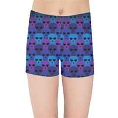 Skull Pattern Wallpaper Kids Sports Shorts by BangZart