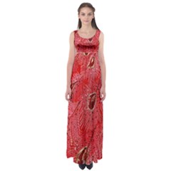 Red Peacock Floral Embroidered Long Qipao Traditional Chinese Cheongsam Mandarin Empire Waist Maxi Dress by BangZart