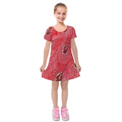 Red Peacock Floral Embroidered Long Qipao Traditional Chinese Cheongsam Mandarin Kids  Short Sleeve Velvet Dress by BangZart