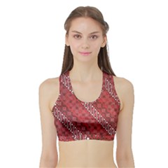 Red Batik Background Vector Sports Bra With Border by BangZart