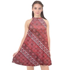 Red Batik Background Vector Halter Neckline Chiffon Dress  by BangZart