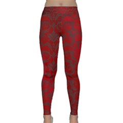 Red Dark Vintage Pattern Classic Yoga Leggings by BangZart