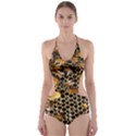 Queen Cup Honeycomb Honey Bee Cut-Out One Piece Swimsuit View1