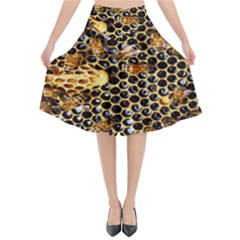 Queen Cup Honeycomb Honey Bee Flared Midi Skirt by BangZart