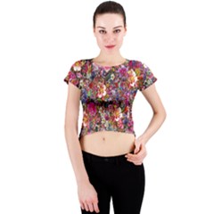 Psychedelic Flower Crew Neck Crop Top by BangZart