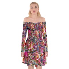 Psychedelic Flower Off Shoulder Skater Dress by BangZart