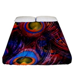 Pretty Peacock Feather Fitted Sheet (king Size) by BangZart