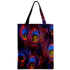 Pretty Peacock Feather Zipper Classic Tote Bag