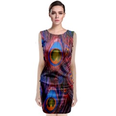 Pretty Peacock Feather Classic Sleeveless Midi Dress by BangZart