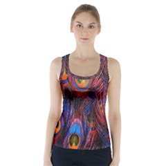 Pretty Peacock Feather Racer Back Sports Top by BangZart